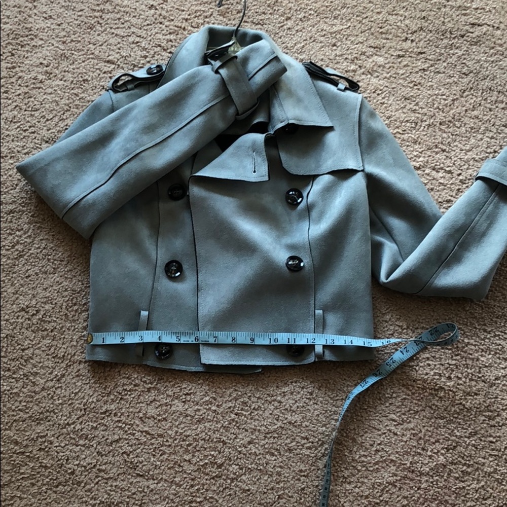 Like new slate suede moto trench coat / jacket - Picture 6 of 8